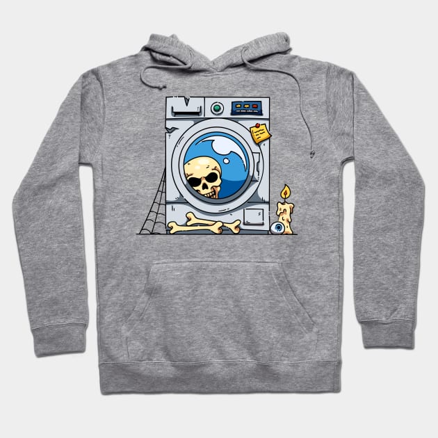 Skull Inside Washing Machine Hoodie by andhiika